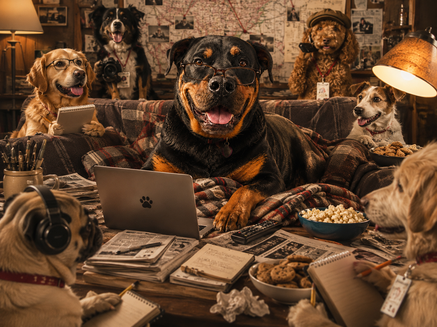 Dog running the couch command center
