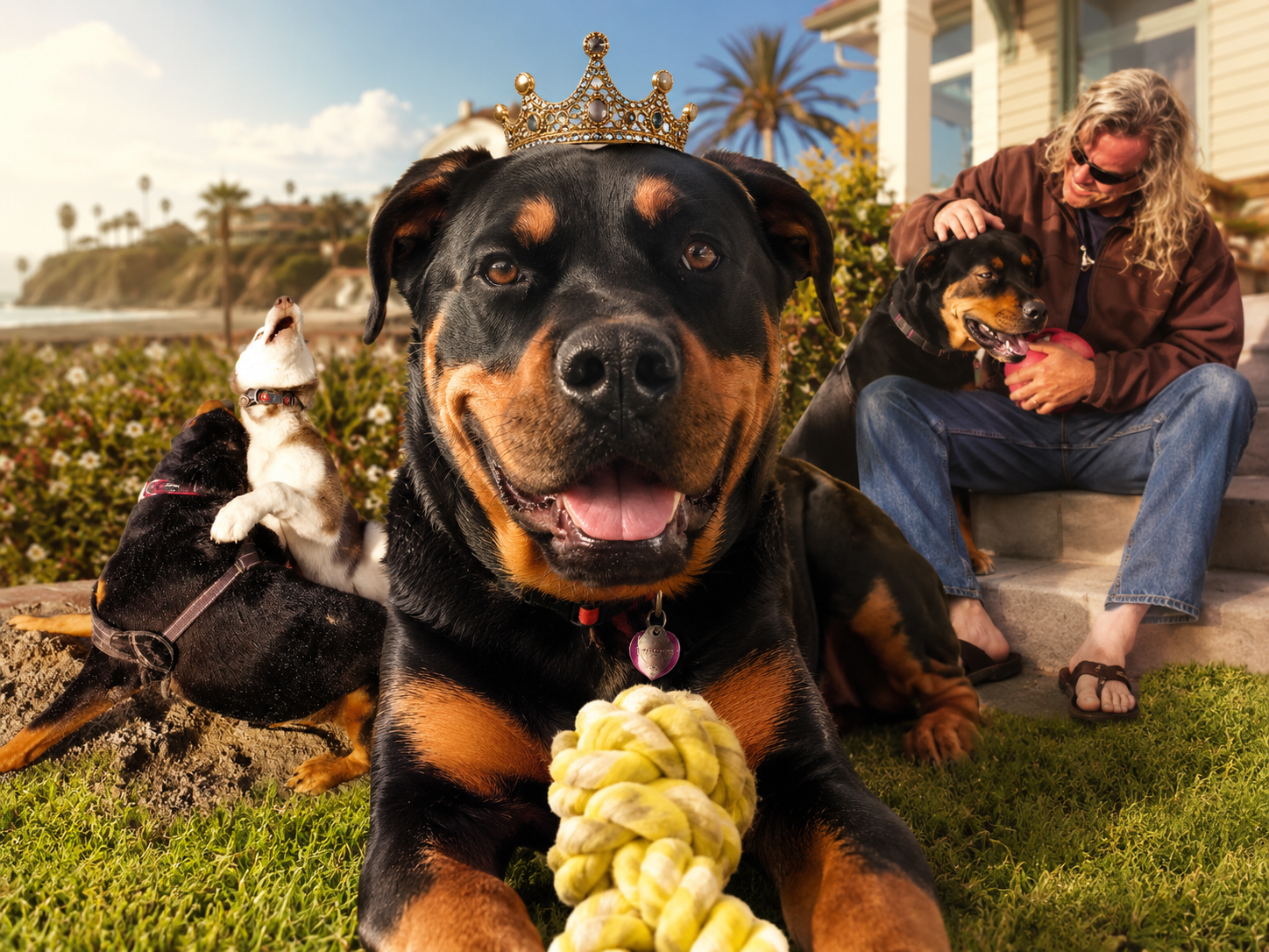 Miranda, a beloved black-and-tan dog, featured as a DogDaily front-page story